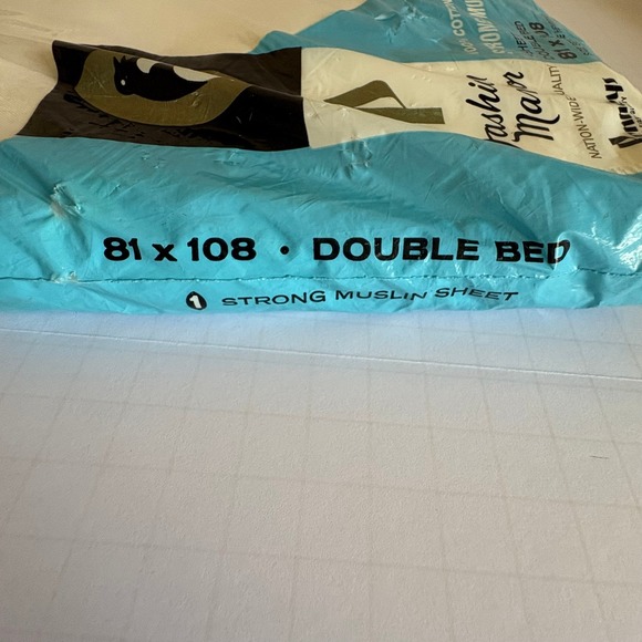 NOS! Fashion Manor Flat Sheet Double White 100% Cotton Muslin Penneys VTG MCM 💚 - Picture 6 of 7